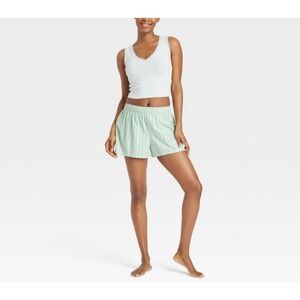 Colsie Soft Green Striped Pajama‎ Shorts Size Large Breathable Lounge